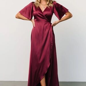 Baltic Born Satin Maxi Wrap Dress